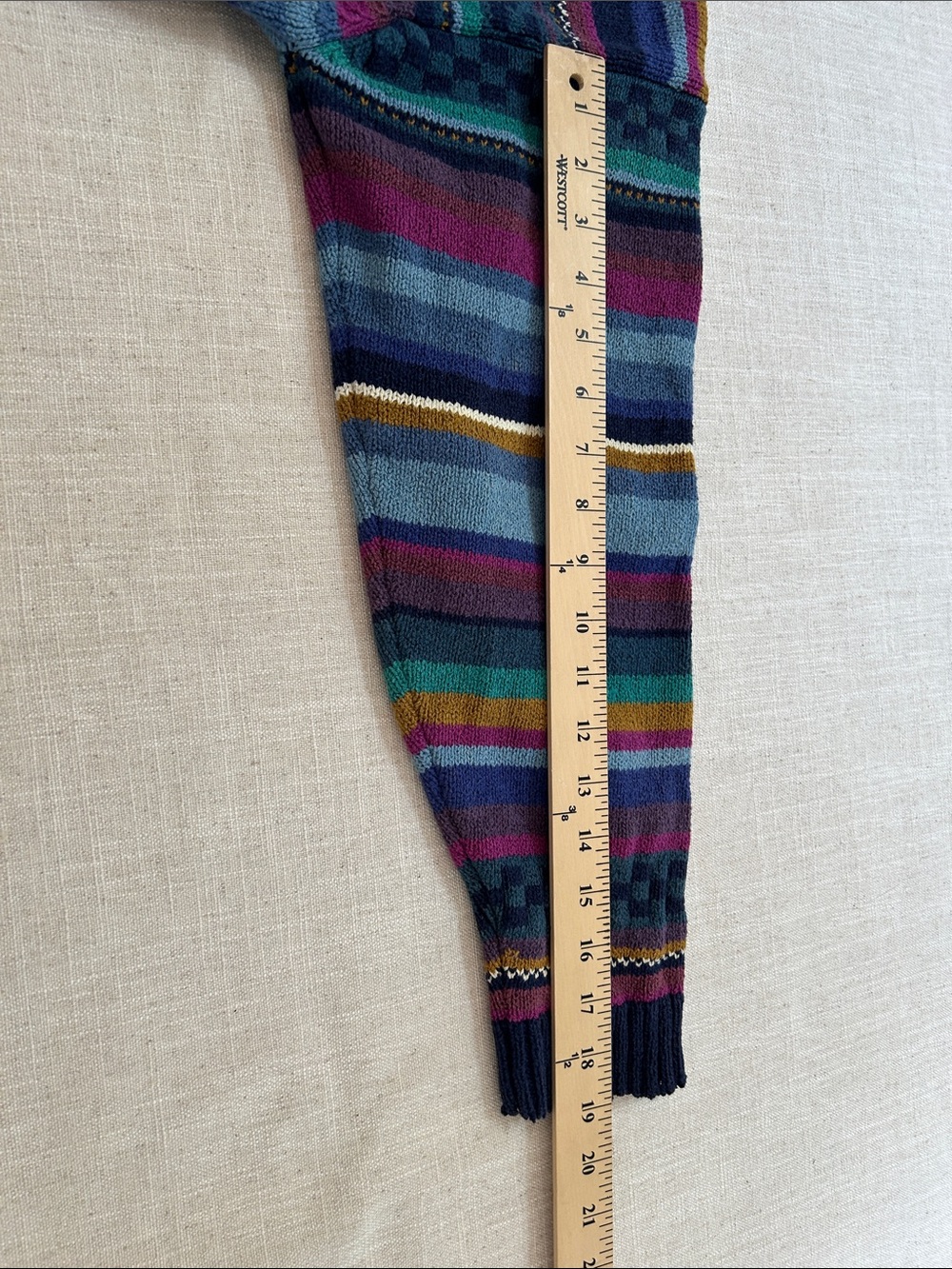 Vintage L.L. Bean Multi-Color Striped V-Neck Cardigan Sweater #592 Women's Large - Picture 9 of 15